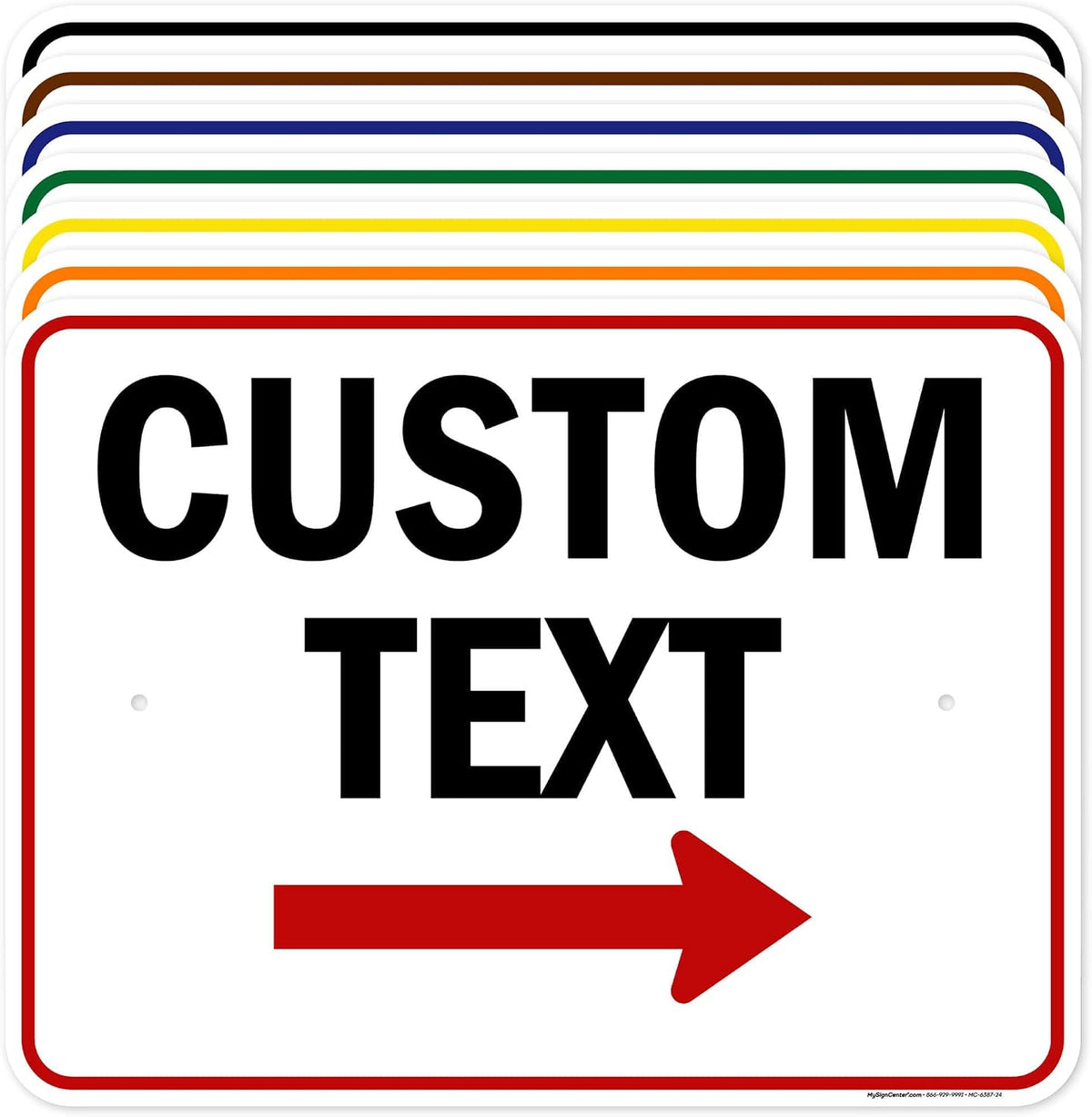 Custom Arrow Directional Sign, Right Arrow, 18x24 Inches, Rust Free .063