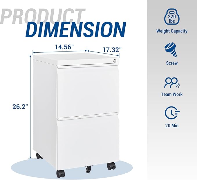 Fesbos 2 Drawer Vertical File Cabinet - Image 3