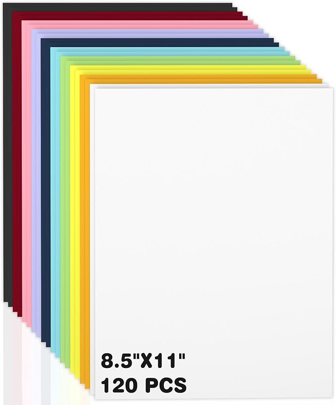 120 Sheets Colored Cardstock 8.5 x 11, 10 Assorted Colors Heavyweight Cover by Nichela