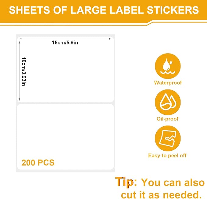 200 Pcs Labels for Storage Bins, 6 x 4 inch Large Label Stickers - Image 2