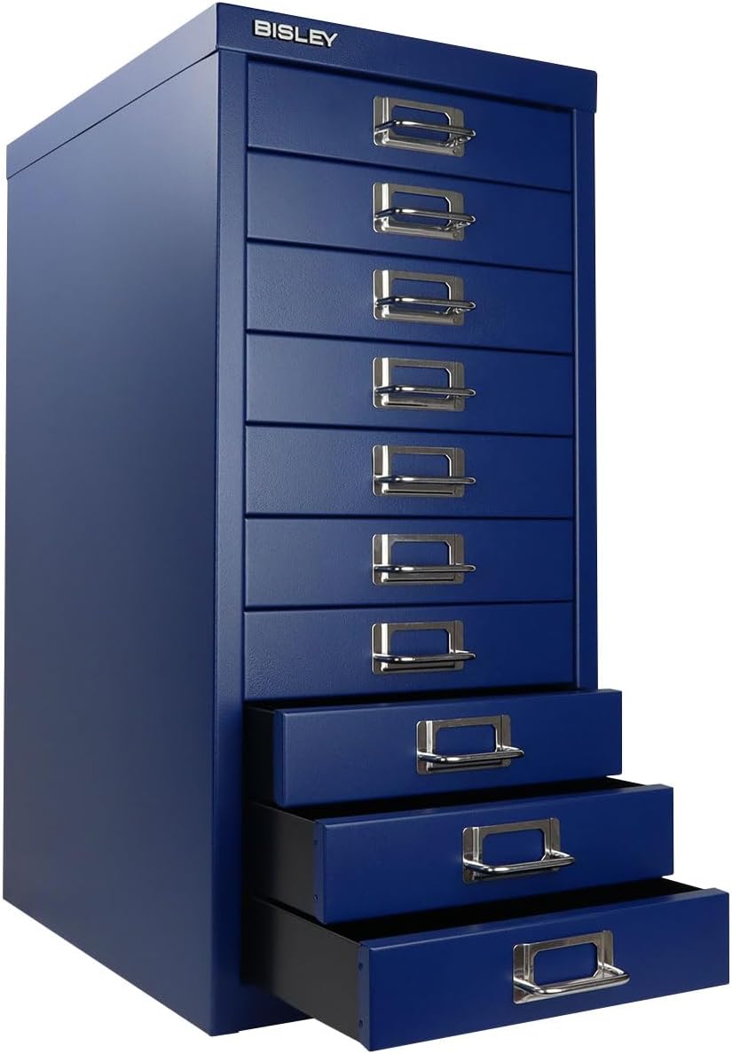 Bisley 10-Drawer Steel MultiDrawer Cabinet - Oxford Blue