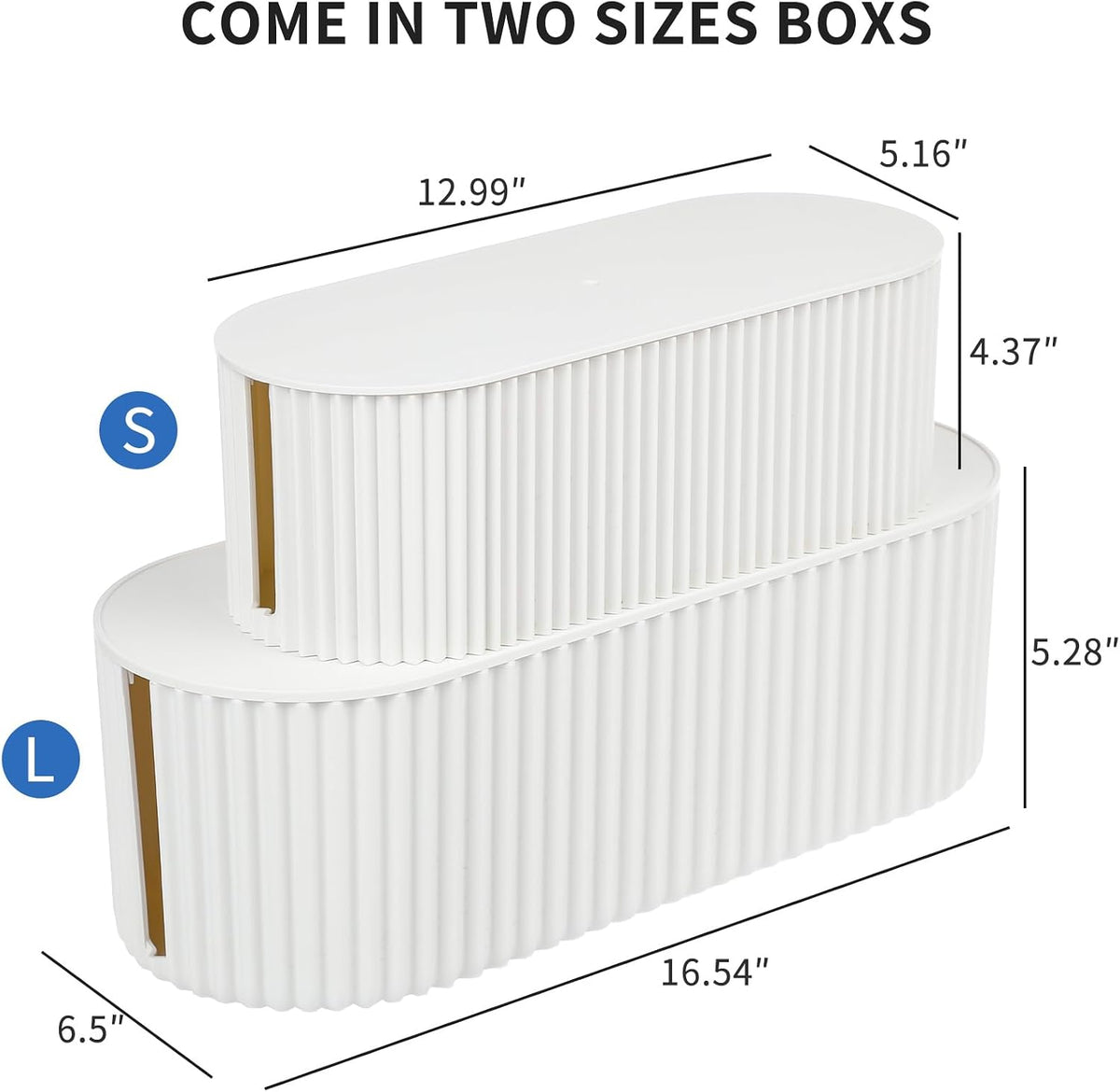 FABROK 2 Pack Cable Management Box, Cord Organizer, White, Small+Large