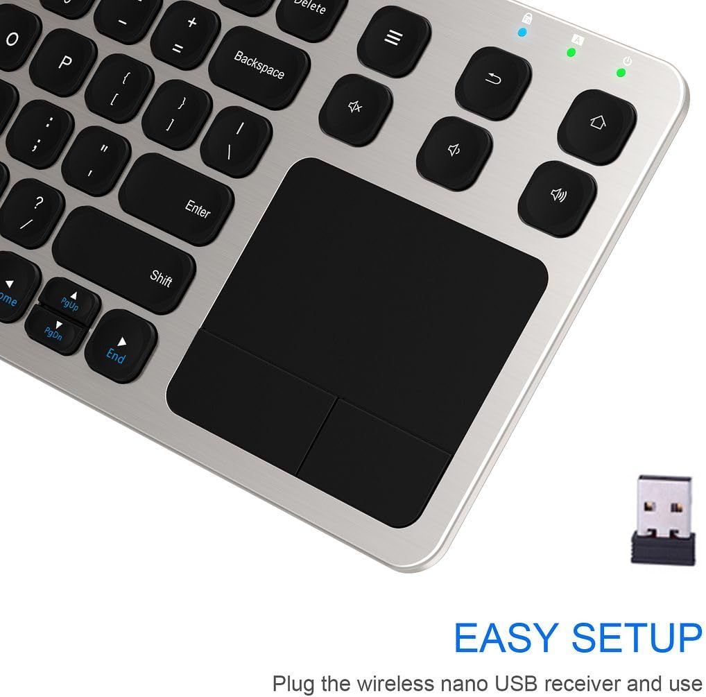 Arteck 2.4G Wireless Touch TV Keyboard with Easy Media Control and Built-in T...