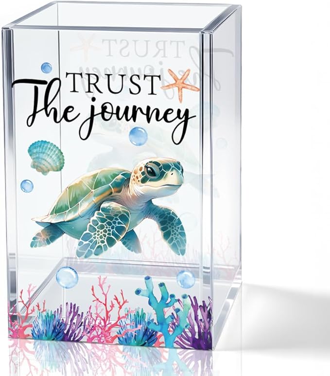 QYUVK Trust The Journey Acrylic Pencil Holder Cup, Inspirational Gifts by QYUVK