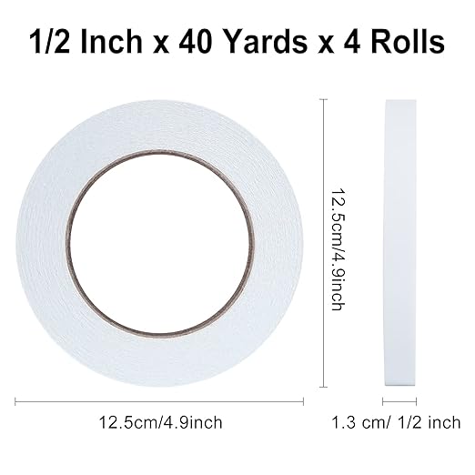 LELADY Double Sided Tape 1/2 Inch x 40 Yards- 4 Rolls Double-Sided Adhesive - Image 2