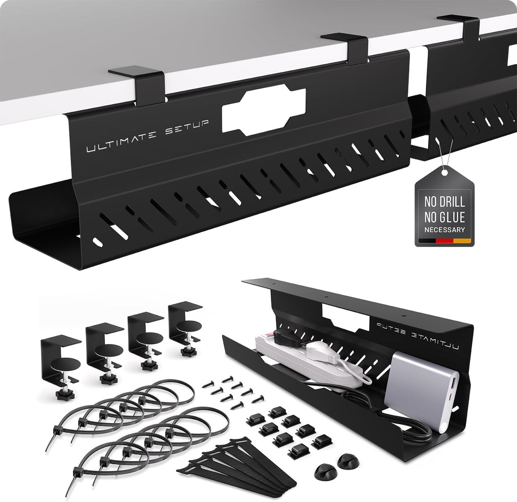 Under Desk Cable Management Tray no Drill – Wire Management