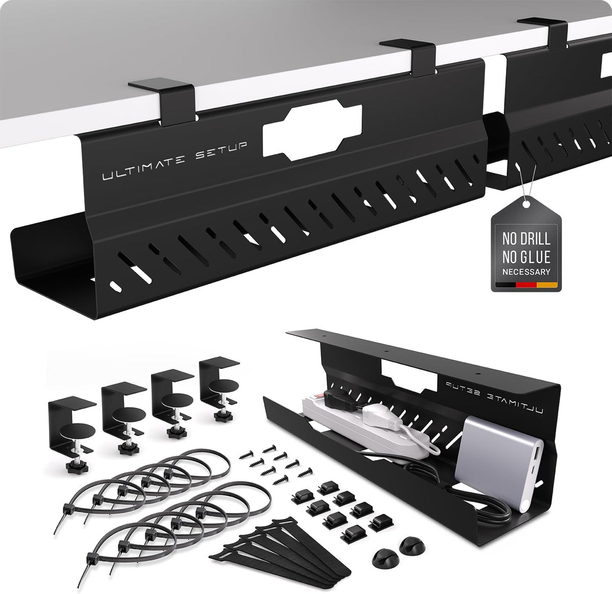 Under Desk Cable Management Tray no Drill – Wire Management