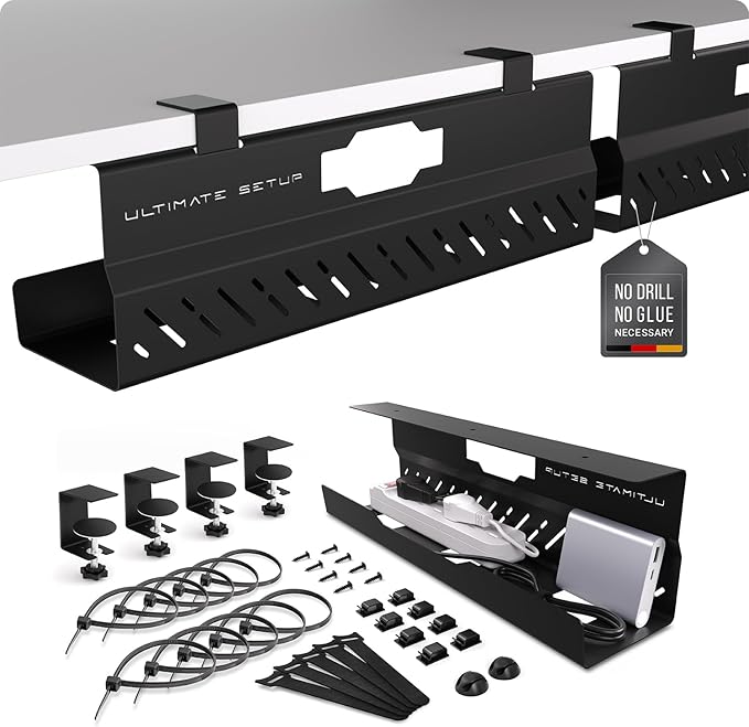 Under Desk Cable Management Tray no Drill – Wire Management by UltimateSetup