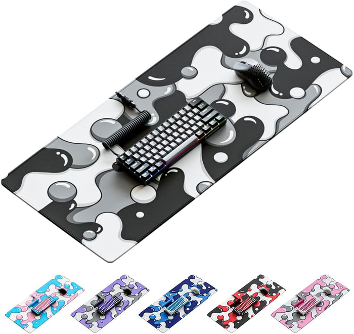 Kraken Keyboards DRIP Edition XXL Black & White Gaming Mouse Pad - Professional Artisan Mouse Pad - Black & White Gaming Desk Mat - 36" x 16" Thick Extended XXL Gaming Mouse Pad (Stealth)