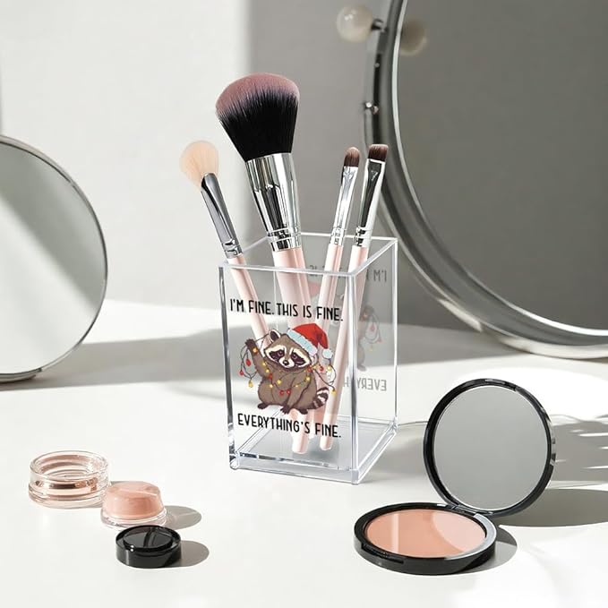 Vgrti I'm Fine This Is Fine Acrylic Cosmetic Pencil Pen Holder Cup, Funny - Image 3