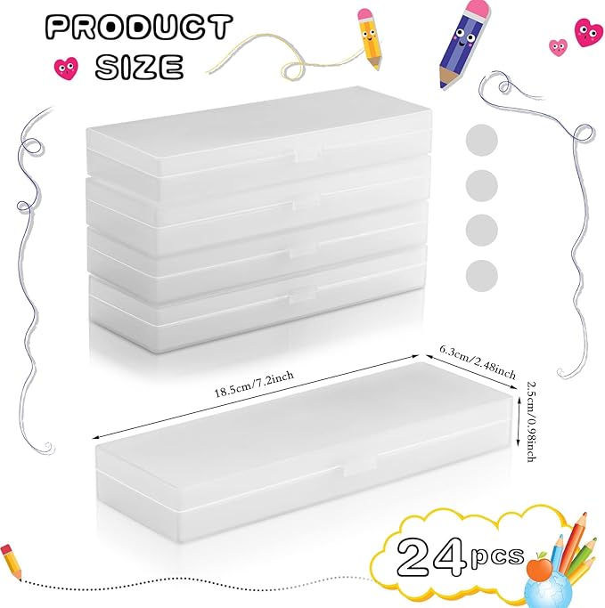 Fainne 24 Pcs Plastic Pencil Case Bulk Pencil Boxes Plastic Stationery Case - Image 2
