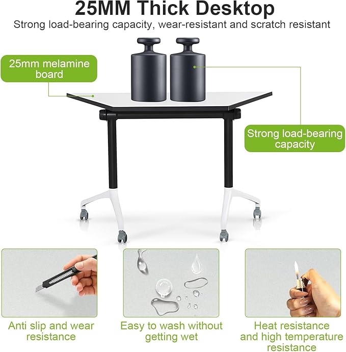 Foldable Conference Room Tables, Flip Top Mobile Training Table, Modern Meeting - Image 6