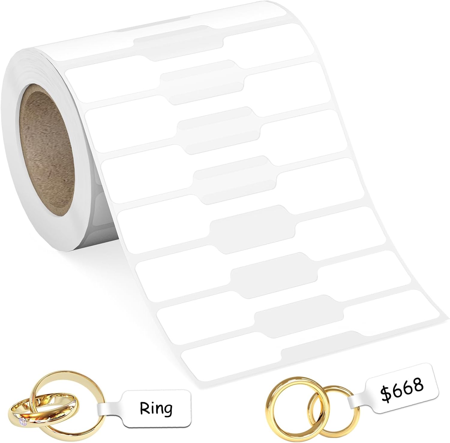 500Pcs Jewelry Price Tags Stickers Roll for Necklace Ring Display Labels, Rectangular Self Adhesive Indentification Tags, AveneMark Pricemarker Labels Accessories Display Paper (500Pcs Price Tag)