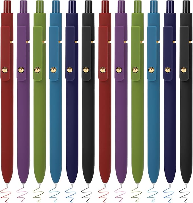 FIOVER Colored Pens, 12 Pack Colorful Gel Pens, Quick-Dry 0.7mm Medium Point by FIOVER