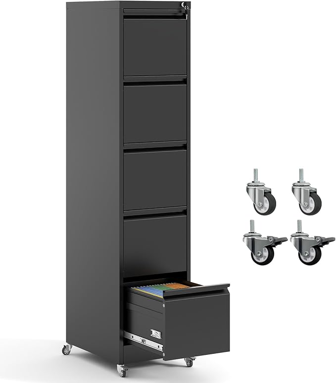 IKIMI 5 Drawer Locking File Cabinet by IKIMIMetalFurniture