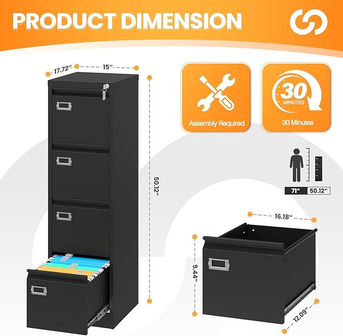 AFAIF 4 Drawer File Cabinet - Image 3
