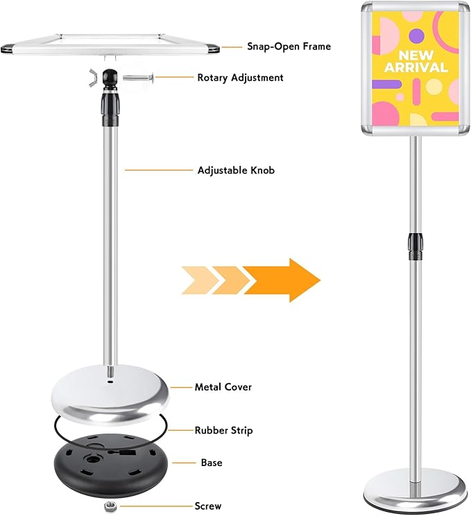 RedChili 2 Pack Sign Holder Stand 8.5x11 Inch, Adjustable Floor Standing Sign - Image 8