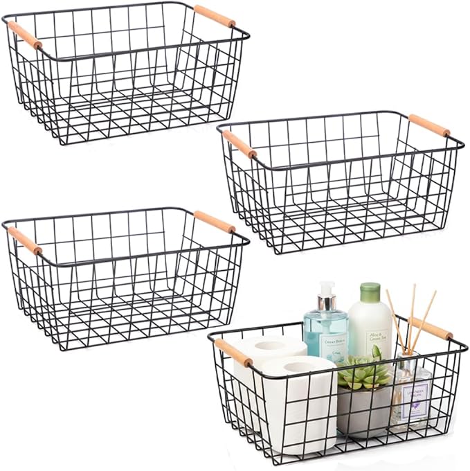 HDYOUDO Metal Black Wire Basket, Food Storage Basket Organizer by HDYOUDO
