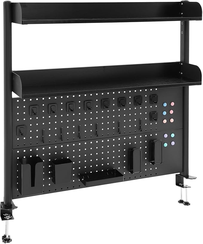 Dlinanta Clamp-On Pegboard Desk Organizer, 2-Tier Clamp On Desk Shelf - Image 5