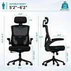 Ergonomic Office Chair, High Back Mesh Computer Chair with Molded Foam Cushion, Adjustable Headrest, Lumbar Support, Tilt Lock and Coat Hanger for Home Office