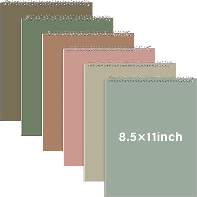 Maitys 6 Pcs Legal Pad Steno Spiral Notebook 8.5" x 11" Top Bound Spiral Pads by Unknown