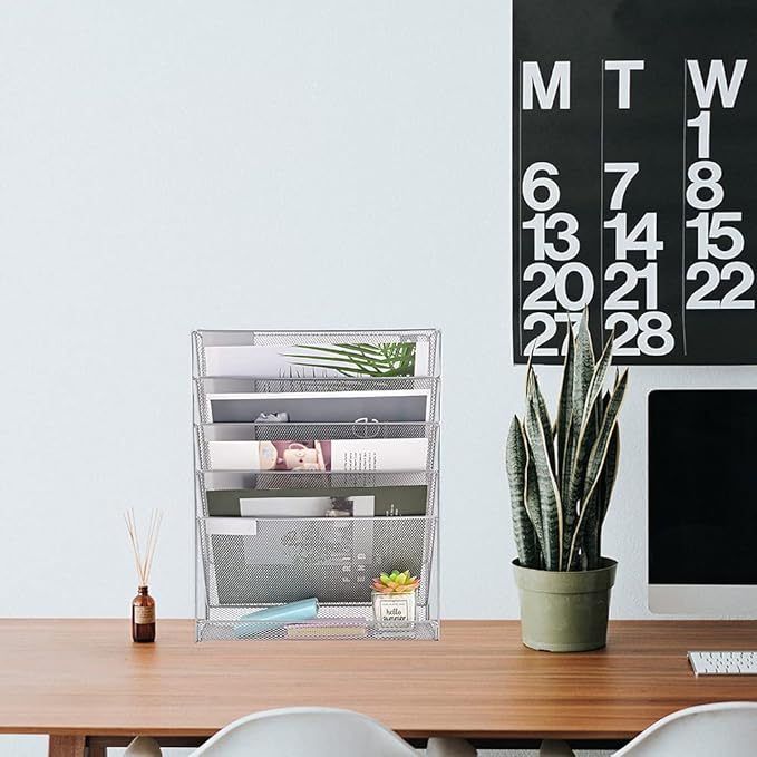EASEPRES Desk File Organizer Mesh 6-Tier, Hanging Wall Mount Document - Image 3