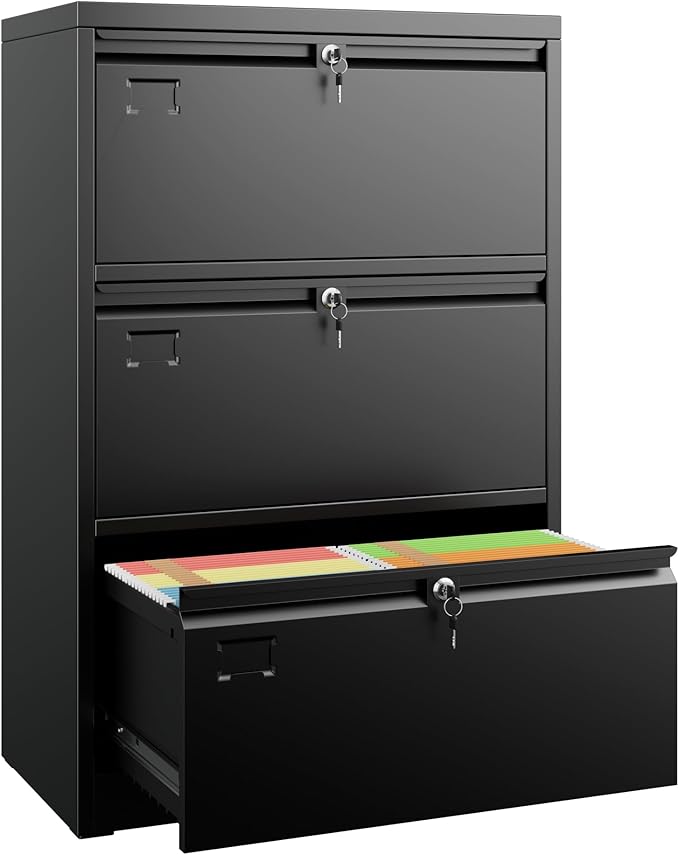 SUXXAN 3 Drawer File Cabinet, Lateral Filing Cabinet by SUXXANFurniture