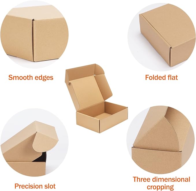 PHAREGE 10x7x3 inch Shipping Boxes Bulk 25 Pack Brown, Tab Lock Tuck Top Mailer - Image 5