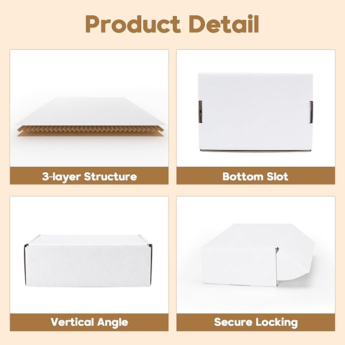 PHAREGE 6x4x2 inch Shipping Boxes Bulk 25 Pack White, Tab Lock Tuck Top Mailer - Image 5
