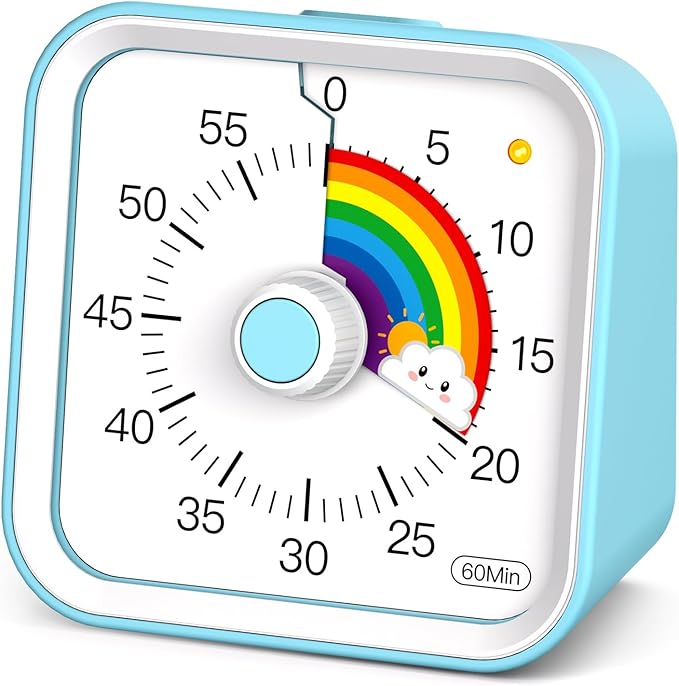 Visual Timer for Kids with Pause Function, Cute Silent Timer with Rainbow for by InfPokidCuteVisualTimer