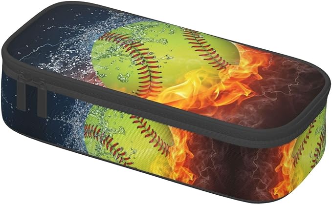 Softball Ball Pencil Case Big Capacity Storage Pencil Pouch Stationery Bags - Image 3