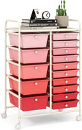 LDAILY 15 Drawer Rolling Storage Cart, Rolling Cart by LDAILY