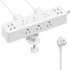 Flat Plug Desk Clamp Power Strip 10FT, 24W Total Charging Station, Desk Edge by AcozvinPowerStrip