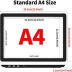 toheto rechargeable a4 light board with stand, super showing dimensions