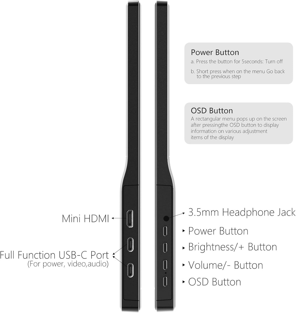 Anyuse 15.6" FHD IPS USB-C HDMI Portable Monitor