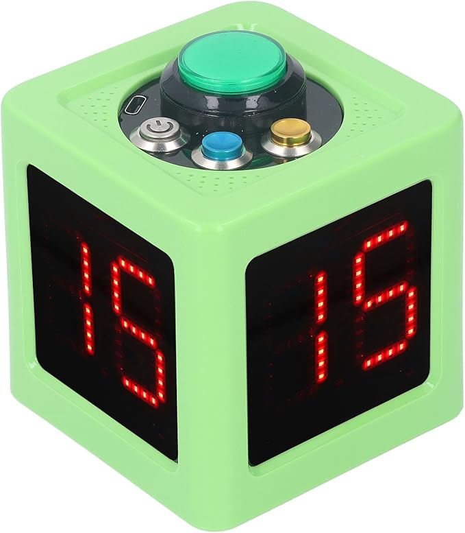 Green Rechargeable Cube Timer 1.4 Inch 4 Sided LED Digital Countdown Clock - Image 5