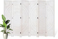 66.9Inch Folding Room Divider, 6 Panels Wood Carved Privacy Screens, Free