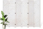 66.9Inch Folding Room Divider, 6 Panels Wood Carved Privacy Screens, Free
