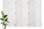 66.9Inch Folding Room Divider, 6 Panels Wood Carved Privacy Screens, Free by Svimi