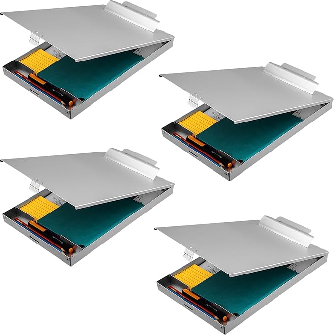 ZCZN Aluminum Clipboard with Storage, 4 Pack Recycled Metal Clipboard Box by ZCZN