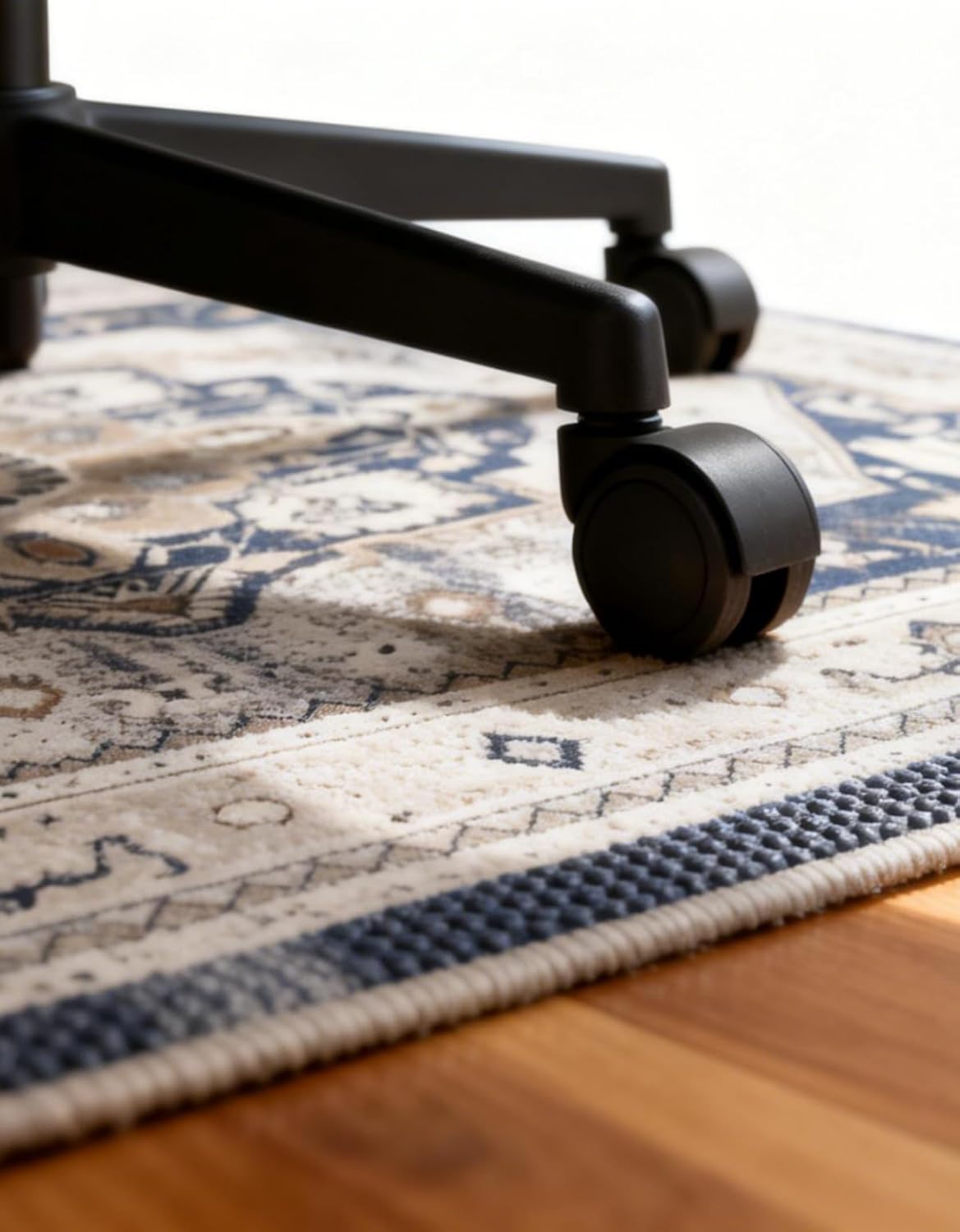 Office Chair Mat for Hard Floor - 60'' x 75'' Chair Mat for Hardwood and Tile Floors, Non-Slip Hard Floor Protection Mats for Rolling Chair Under Desk, Machine Wash (Beige & Blue)