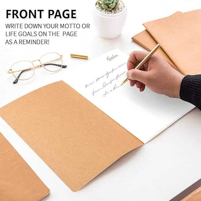 feela 8 Pack A5 Kraft Notebooks, 60 Lined Blank Pages Travel Journal Bulk - Image 5