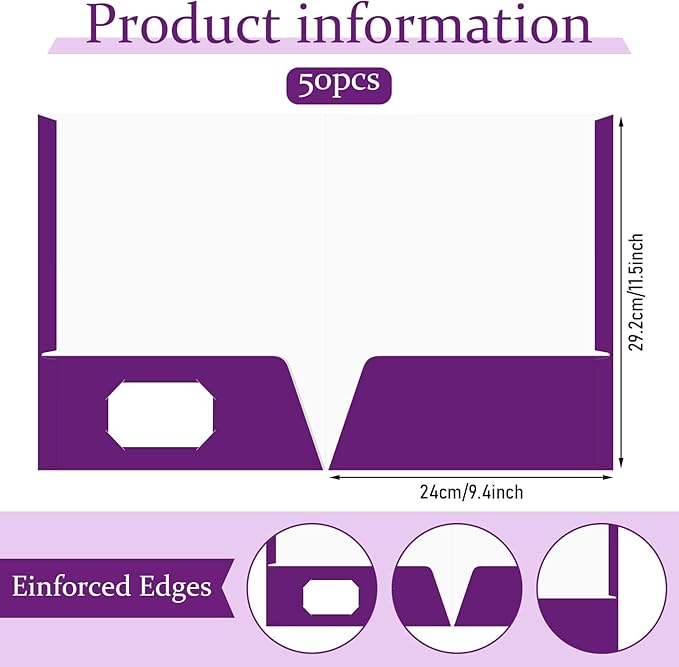 Jutom 50 Pcs 2 Pocket Glossy Paper Folders Glossy Paper Laminated Portfolios - Image 2
