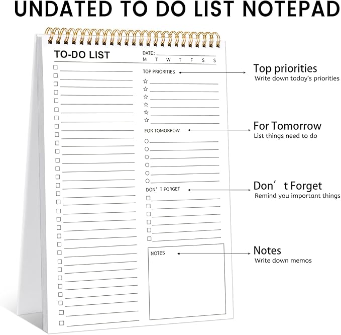To Do List Notepad, 120 Pages 8.5x11" To Do List Notebook Undated Daily Planner - Image 7