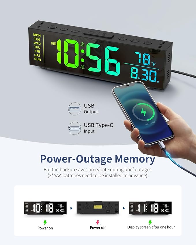 Digital Clock, Alarm Clock for Bedroom, Digital Wall Clocks for Classroom - Image 6