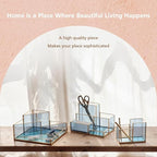 Gold & Blue Glass Desk Organizer - Image 7
