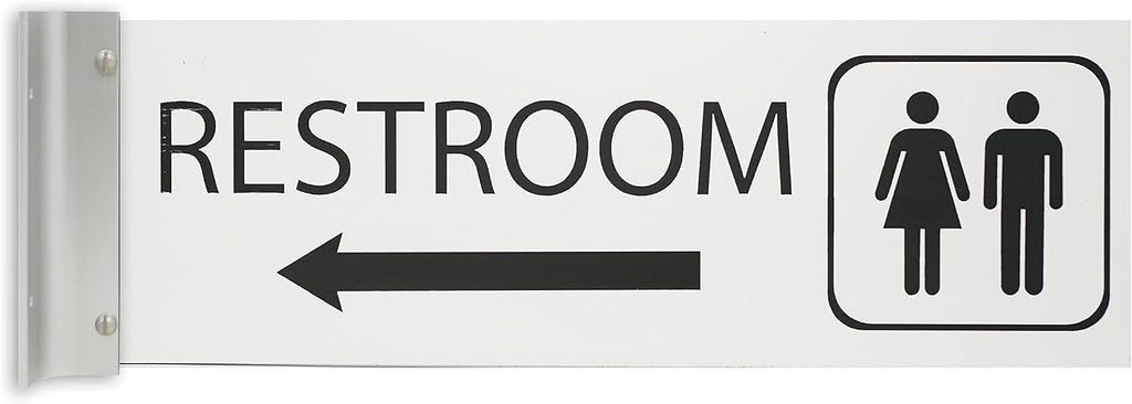 ALPHA DOG SIGNS Corridor Projecting Hallway Bathroom Sign, Left Arrow,