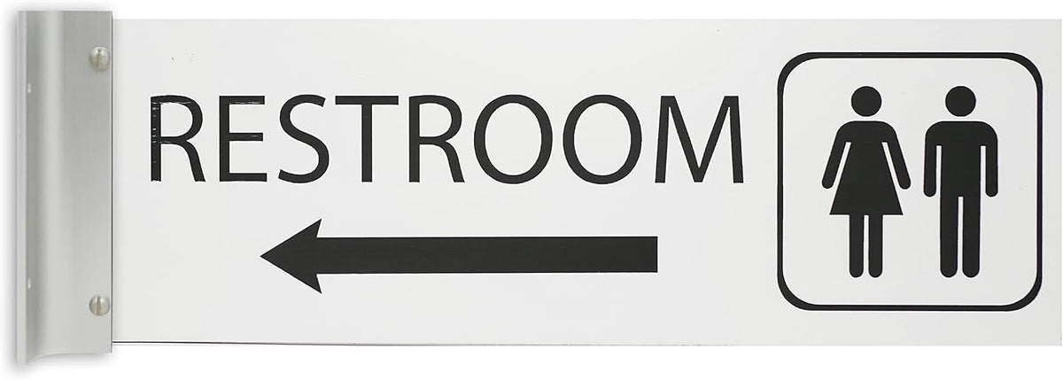 ALPHA DOG SIGNS Corridor Projecting Hallway Bathroom Sign, Left Arrow,