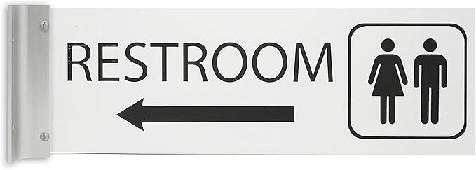 ALPHA DOG SIGNS Corridor Projecting Hallway Bathroom Sign, Left Arrow, by AlphaDog