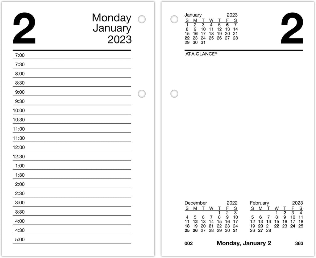 AT-A-GLANCE 2023 Daily Desk Calendar Refill, 3-1/2" x 6", Loose Leaf (E71750)